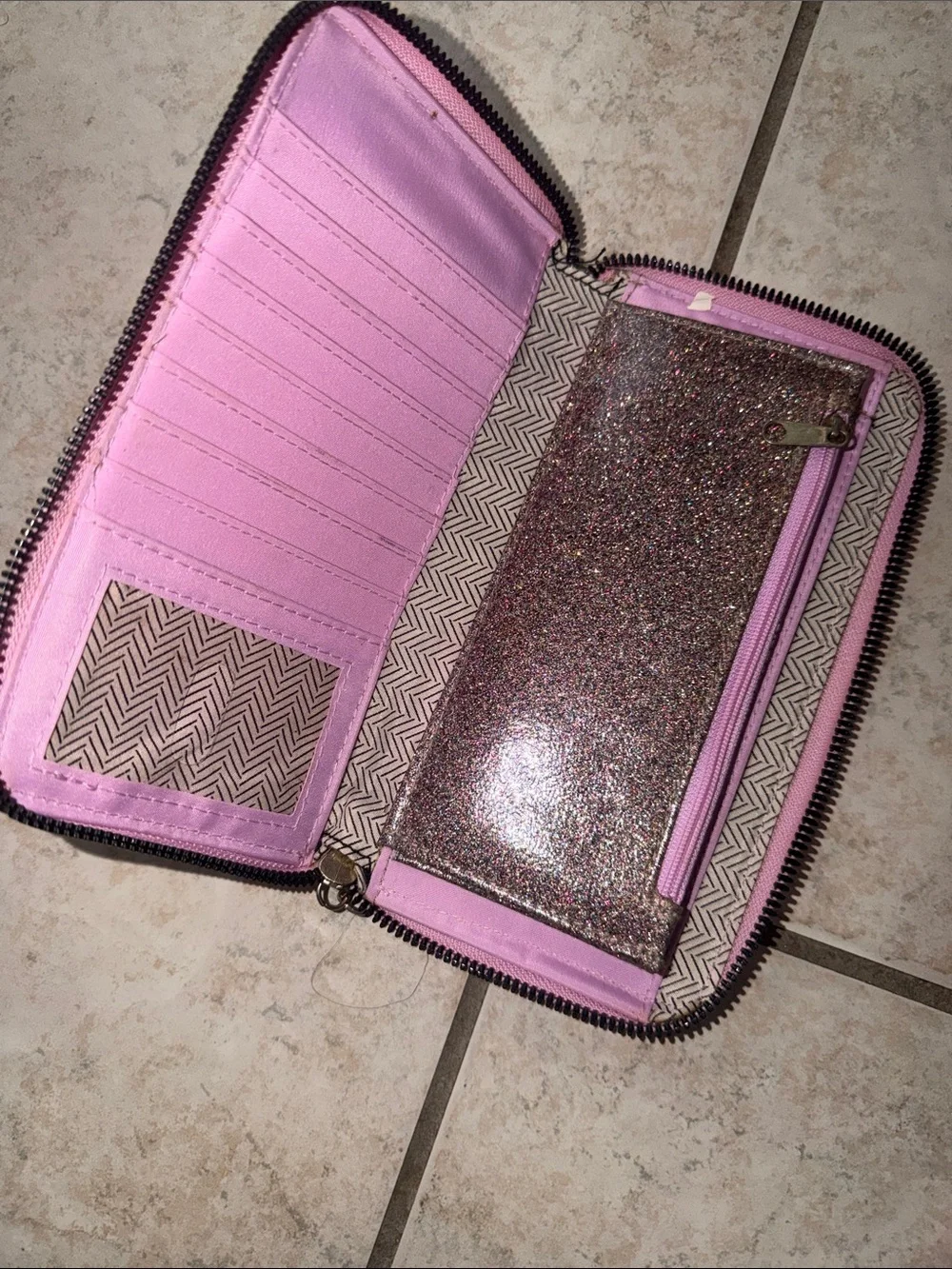 Sparkle Zip-Around Wallet with Charm